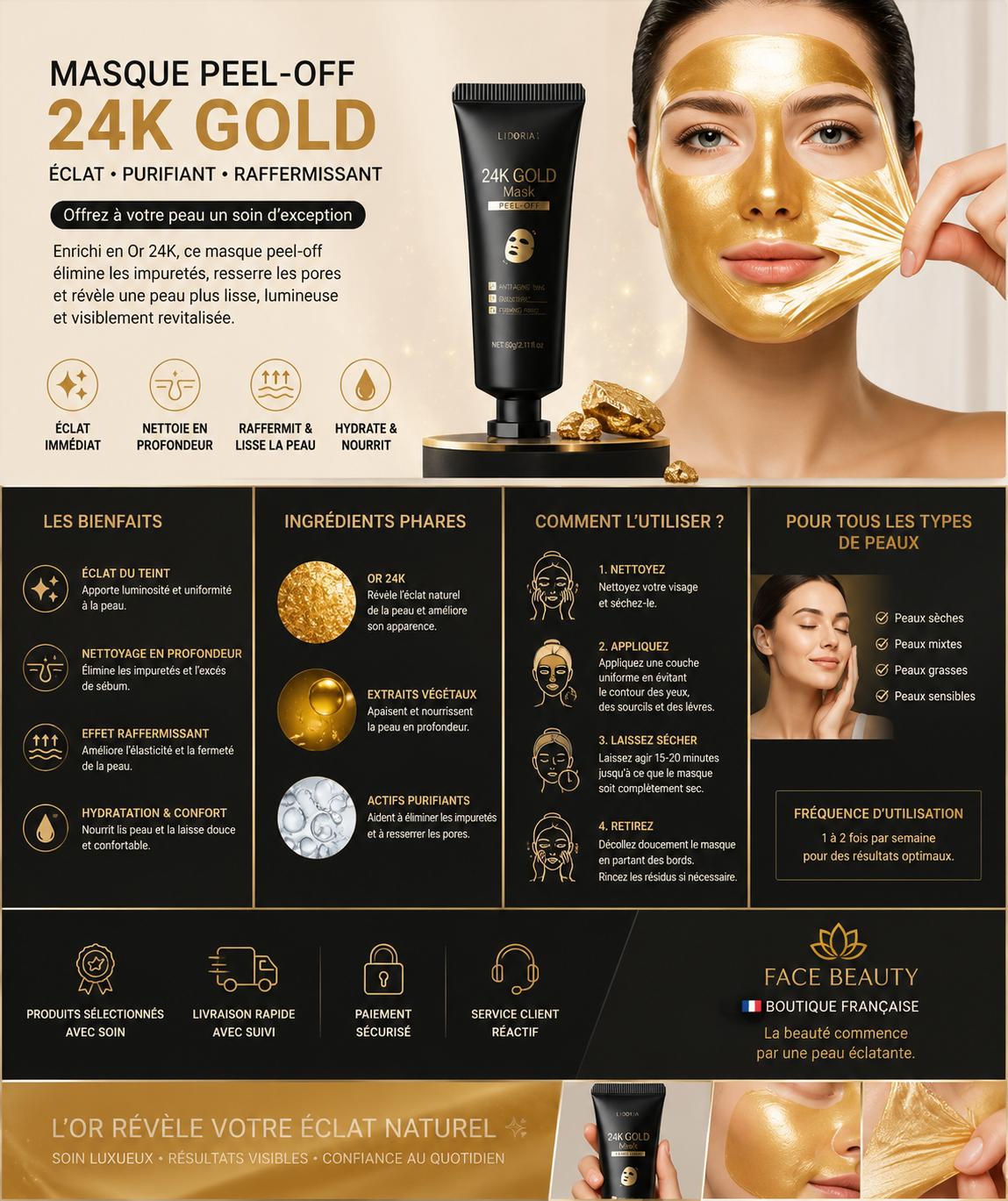 Masque peel-of 24k